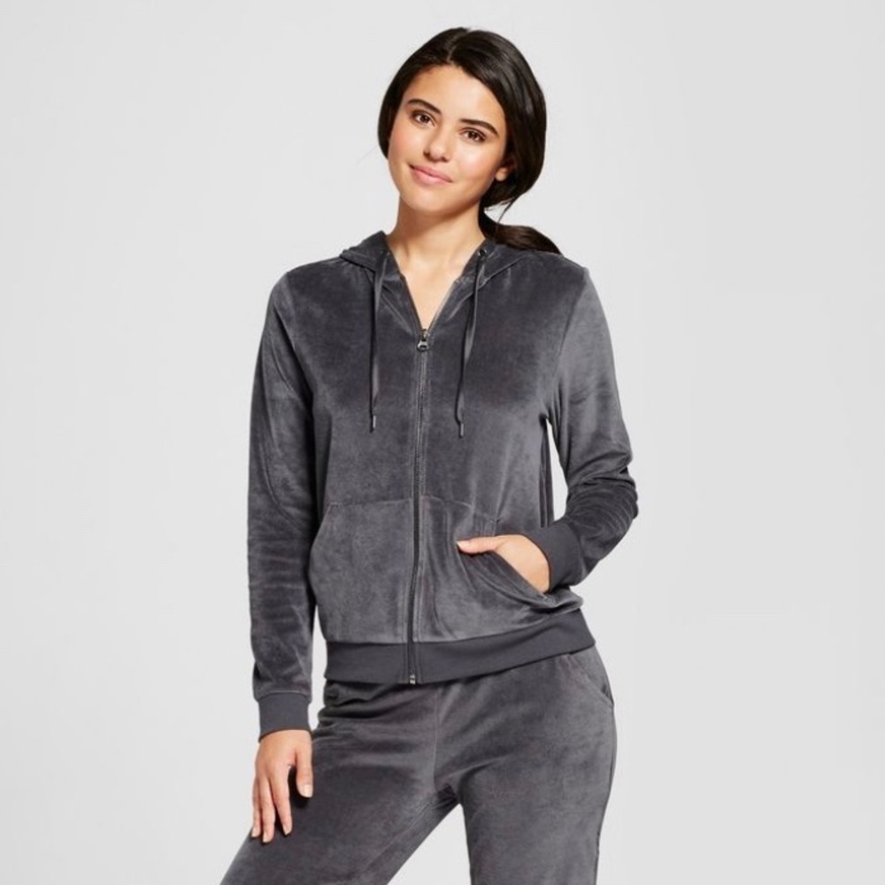 Xhilaration Velour Hoodie - Charcoal Gray